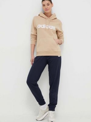 Pamučna hoodie s kapuljačom Adidas bež