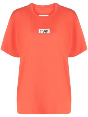 Памучна тениска Mm6 Maison Margiela оранжево