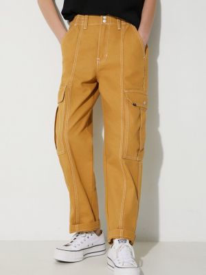 Jednobarevné kalhoty s vysokým pasem Vans hnědé