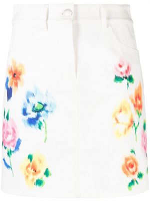 Дънкова пола на цветя с принт Boutique Moschino бяло