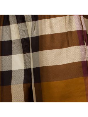 Pantalones cortos de seda a cuadros Burberry marrón
