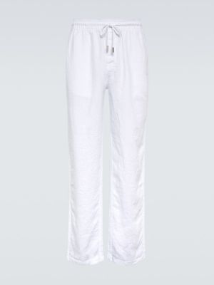 Ľanové rovné nohavice Vilebrequin biela