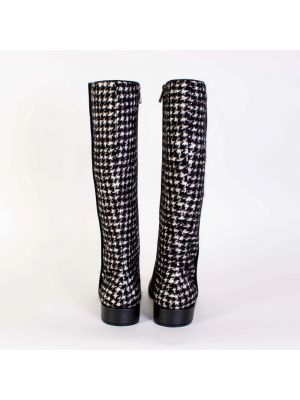 Botas de agua de cuero de punto Dolce & Gabbana negro