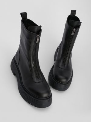 Kožené kotníkové boty na zip Marjin černé