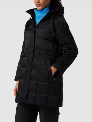 Pikowany płaszcz z kapturem Esprit Collection czarny