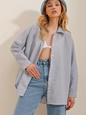 Prugasta košulja oversized Trend Alaçatı Stili