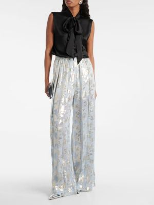 Svilene hlače s cvjetnim printom bootcut Nina Ricci