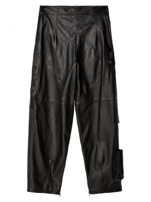 Kožené rovné kalhoty Marni černé