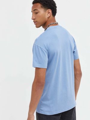 Bavlněné tričko s aplikacemi Abercrombie & Fitch modré