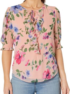 Блузка в цветочек с принтом Lauren Ralph Lauren розовая