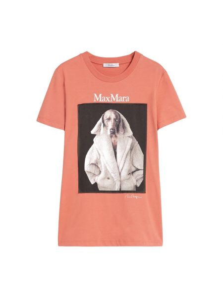 Koszulka z nadrukiem Max Mara różowa