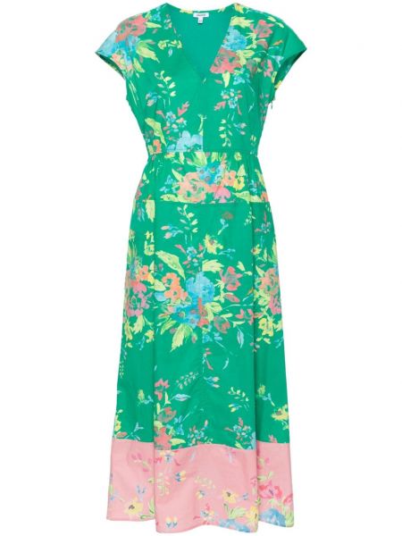 Virágos pamut kiszélesedő ruha nyomtatás Aspesi zöld