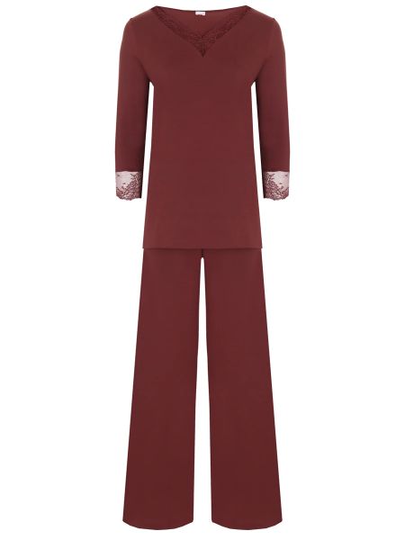 Кружевная пижама из модала Zimmerli бордовая