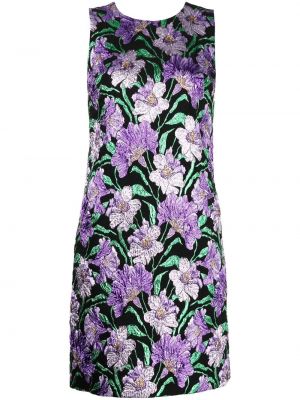 Žakárové kvetinové mini šaty Carolina Herrera fialová