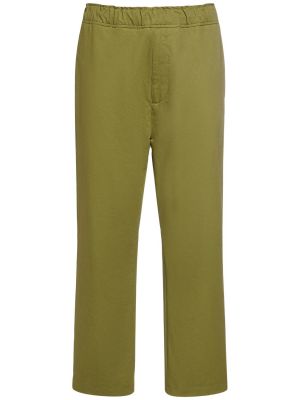 Pantaloni din satin din bumbac Moncler verde