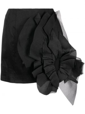 Lanena mini suknja s volanima Aje crna