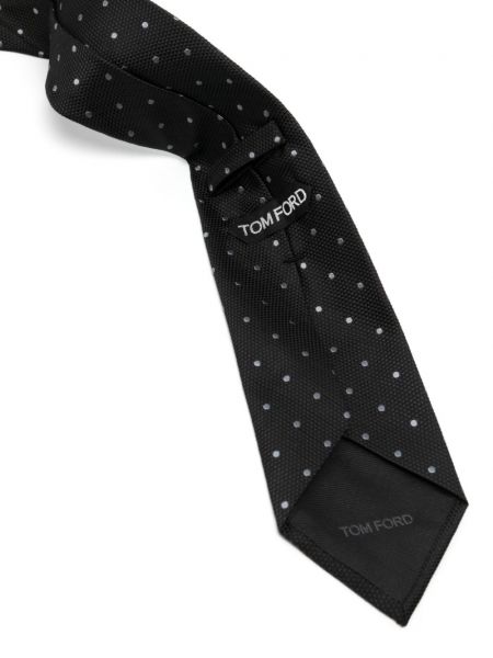 Žakardinis taškuotas šilkinis kaklaraištis Tom Ford juoda