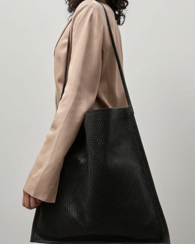 Плетени кожени шопинг чанта St.agni черно