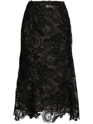 Midi φούστα με διαφανεια με δαντέλα Oscar De La Renta μαύρο