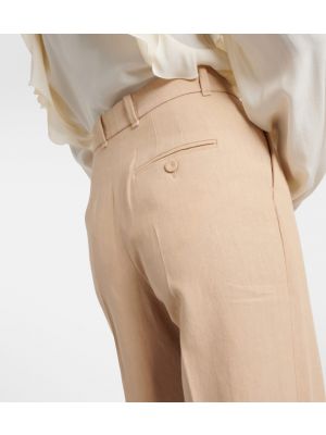 Pantalones de lino bootcut Chloé beige