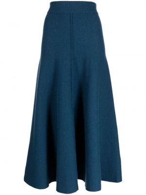 Pletená vlnená midi sukňa Pringle Of Scotland modrá