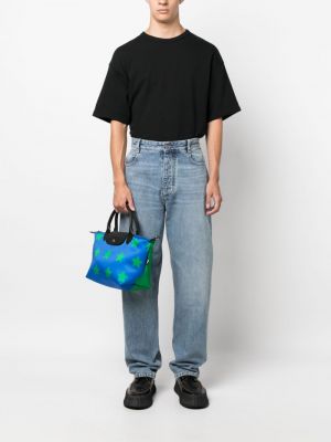 Stern shopper handtasche mit print Longchamp blau