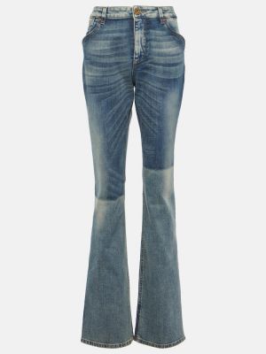 Jeans bootcut taille basse large Balmain bleu
