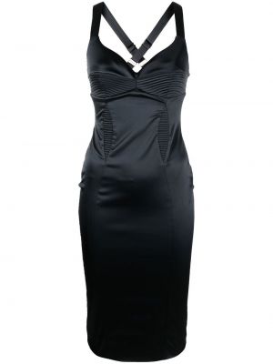 Satynowa sukienka midi Murmur czarna