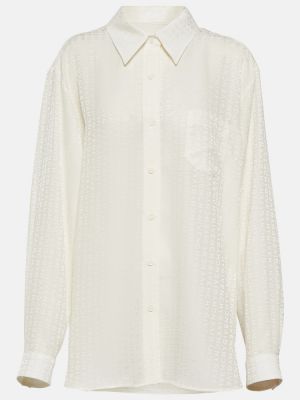 Camicia di seta in tessuto jacquard Givenchy bianco