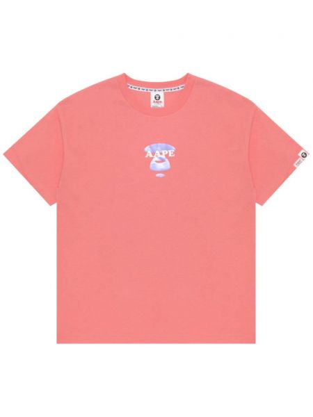 Raštuotas medvilninis marškinėliai Aape By *a Bathing Ape® rožinė