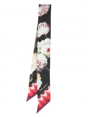 Echarpe en soie à fleurs à imprimé Dolce & Gabbana noir