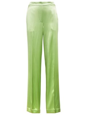 Pantaloni cu picior drept din satin de mătase Joseph verde