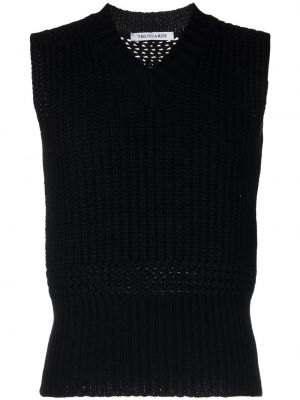 Пуловер без ръкави с v-образно деколте Trussardi черно