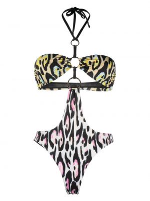 Badeanzug mit print mit leopardenmuster Roberto Cavalli weiß