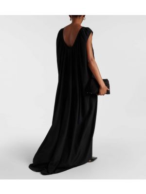 Plisované hodvábne dlouhé šaty Fforme čierna