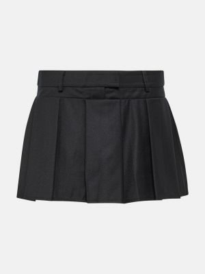 Плиссированная шерстяная юбка мини Aya Muse черная