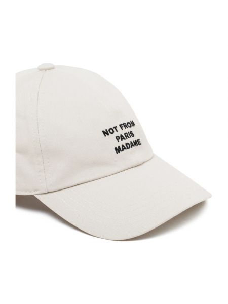 Haftowana czapka z daszkiem z napisami Drole De Monsieur beżowa