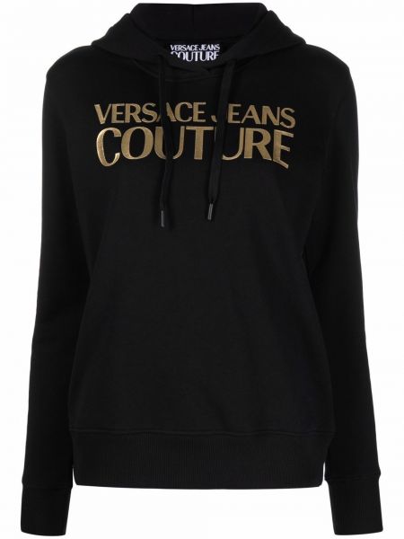Mikina s kapucňou s potlačou Versace Jeans Couture čierna