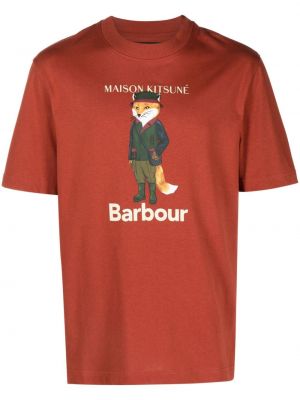 Bavlnené tričko Barbour červená