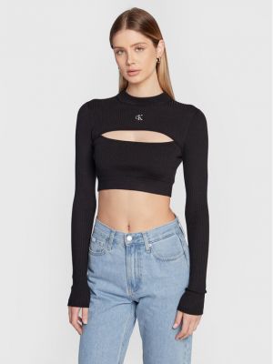 Пуловер slim Calvin Klein Jeans черно