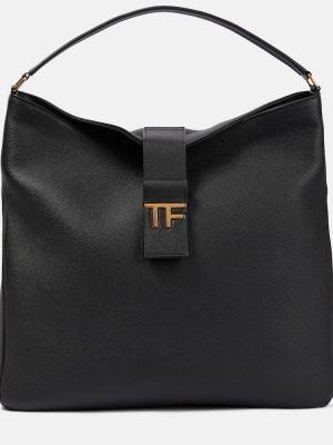 Bolsa de hombro de cuero Tom Ford negro