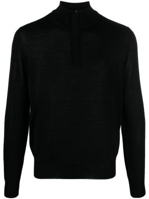 Merinowolle pullover mit reißverschluss Canali schwarz