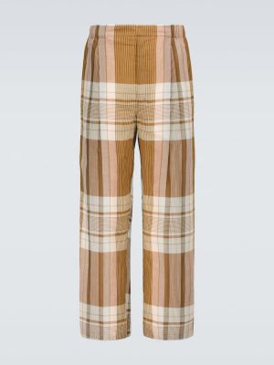 Pantaloni a quadri plissettati Lemaire beige