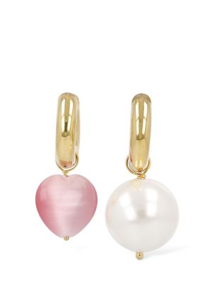 Boucles d'oreilles avec perles à boucle de motif coeur Timeless Pearly blanc