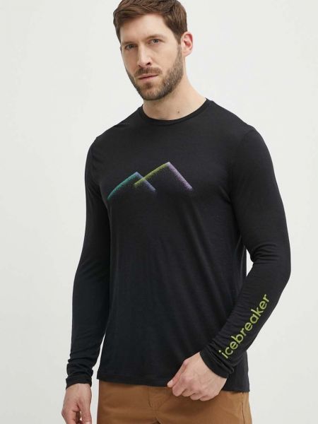Sportska majica dugih rukava od merino vune sa dugačkim rukavima Icebreaker crna