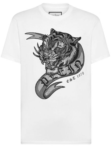 Тениска с принт с тигров принт Philipp Plein бяло