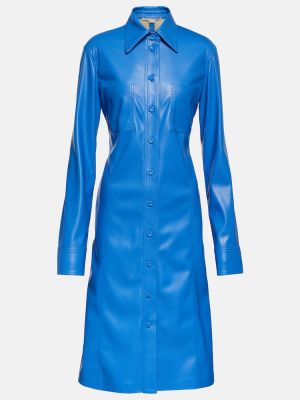 Modré kožené midi šaty z imitace kůže Stella Mccartney