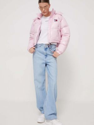 Kurtka jeansowa puchowa Tommy Jeans różowa