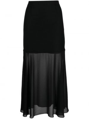 Μάλλινη midi φούστα με διαφανεια Lardini μαύρο