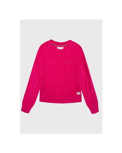 Tommy Hilfiger Sveter Chenille Cable KG0KG06908 Ružová Regular Fit